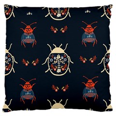 Floral-bugs-seamless-pattern Large Premium Plush Fleece Cushion Case (one Side) by uniart180623