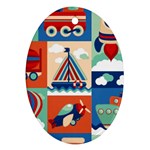 Toy-transport-cartoon-seamless-pattern-with-airplane-aerostat-sail-yacht-vector-illustration Oval Ornament (Two Sides) Back