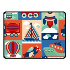 Toy-transport-cartoon-seamless-pattern-with-airplane-aerostat-sail-yacht-vector-illustration Two Sides Fleece Blanket (small) by uniart180623