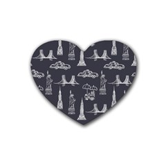 New York City Nyc Pattern Rubber Coaster (heart) by uniart180623
