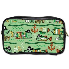 Seamless Pattern Fishes Pirates Cartoon Toiletries Bag (two Sides) by uniart180623