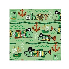 Seamless Pattern Fishes Pirates Cartoon Square Satin Scarf (30  X 30 ) by uniart180623