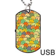 Seamless Pattern With Doodle Bunny Dog Tag Usb Flash (two Sides) by uniart180623