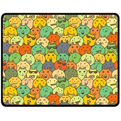 Seamless Pattern With Doodle Bunny Two Sides Fleece Blanket (medium) by uniart180623