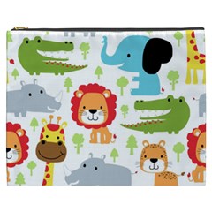 Seamless-pattern-vector-with-animals-cartoon Cosmetic Bag (xxxl) by uniart180623