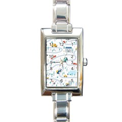 Cute-children-s-seamless-pattern-with-cars-road-park-houses-white-background-illustration-town Rectangle Italian Charm Watch by uniart180623