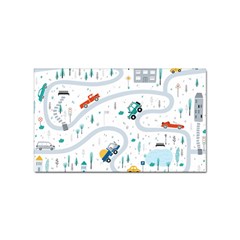 Cute-children-s-seamless-pattern-with-cars-road-park-houses-white-background-illustration-town Sticker Rectangular (10 Pack) by uniart180623