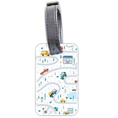 Cute-children-s-seamless-pattern-with-cars-road-park-houses-white-background-illustration-town Luggage Tag (two Sides)