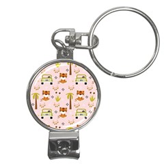 Cute-tiger-car-safari-seamless-pattern Nail Clippers Key Chain by uniart180623