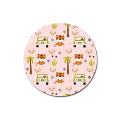 Cute-tiger-car-safari-seamless-pattern Magnet 3  (round) by uniart180623