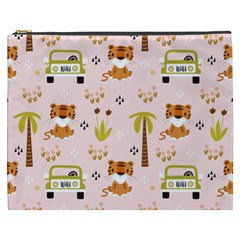 Cute-tiger-car-safari-seamless-pattern Cosmetic Bag (xxxl) by uniart180623