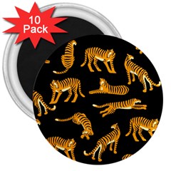 Seamless-exotic-pattern-with-tigers 3  Magnets (10 Pack)  by uniart180623