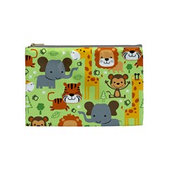 Seamless-pattern-vector-with-animals-wildlife-cartoon Cosmetic Bag (medium) by uniart180623