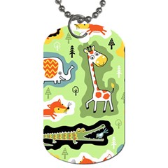 Seamless-pattern-with-wildlife-animals-cartoon Dog Tag (two Sides) by uniart180623