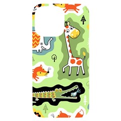 Seamless-pattern-with-wildlife-animals-cartoon Iphone 14 Pro Max Black Uv Print Case by uniart180623