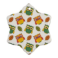 Background-with-owls-leaves-pattern Ornament (snowflake) by uniart180623