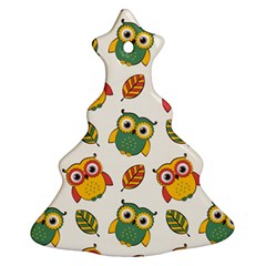 Background-with-owls-leaves-pattern Ornament (christmas Tree)  by uniart180623