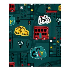 Seamless-pattern-hand-drawn-with-vehicles-buildings-road Shower Curtain 60  X 72  (medium)  by uniart180623