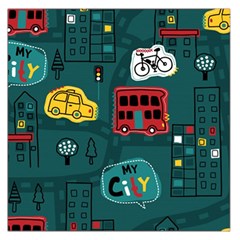 Seamless-pattern-hand-drawn-with-vehicles-buildings-road Square Satin Scarf (36  X 36 ) by uniart180623