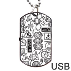 Navigation-seamless-pattern Dog Tag Usb Flash (one Side) by uniart180623