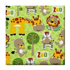 Funny-animals-cartoon Tile Coaster by uniart180623