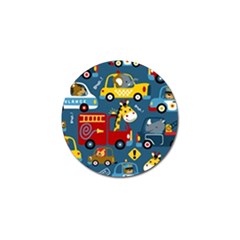 Seamless-pattern-vehicles-cartoon-with-funny-drivers Golf Ball Marker by uniart180623