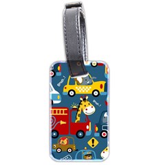 Seamless-pattern-vehicles-cartoon-with-funny-drivers Luggage Tag (two Sides)