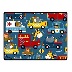 Seamless-pattern-vehicles-cartoon-with-funny-drivers Two Sides Fleece Blanket (small) by uniart180623