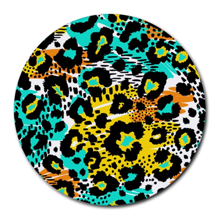 Seamless-leopard-wild-pattern-animal-print Round Mousepad