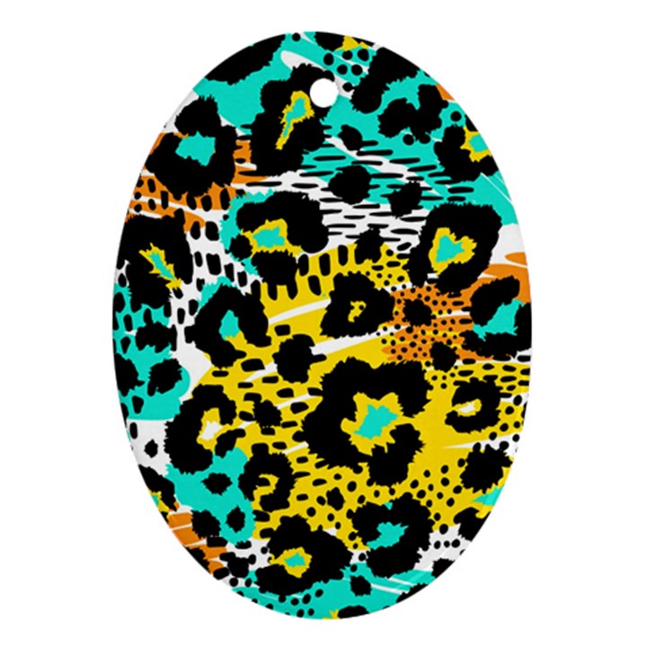 Seamless-leopard-wild-pattern-animal-print Ornament (Oval)