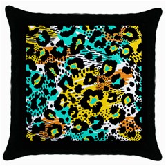 Seamless-leopard-wild-pattern-animal-print Throw Pillow Case (Black)