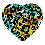 Seamless-leopard-wild-pattern-animal-print Heart Ornament (Two Sides) Back