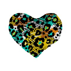Seamless-leopard-wild-pattern-animal-print Standard 16  Premium Flano Heart Shape Cushions