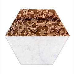 Seamless-leopard-wild-pattern-animal-print Marble Wood Coaster (Hexagon) 