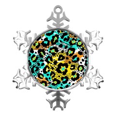 Seamless-leopard-wild-pattern-animal-print Metal Small Snowflake Ornament