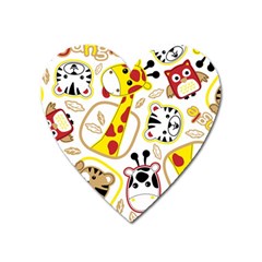 Vector-seamless-pattern-nice-animals-cartoon Heart Magnet by uniart180623