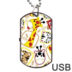 Vector-seamless-pattern-nice-animals-cartoon Dog Tag Usb Flash (one Side)