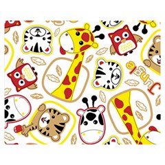 Vector-seamless-pattern-nice-animals-cartoon Two Sides Premium Plush Fleece Blanket (medium) by uniart180623