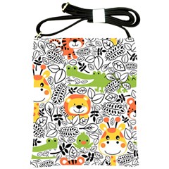 Seamless-pattern-with-wildlife-cartoon Shoulder Sling Bag