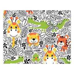 Seamless-pattern-with-wildlife-cartoon Two Sides Premium Plush Fleece Blanket (large) by uniart180623