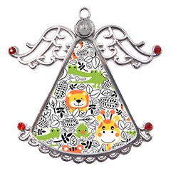 Seamless-pattern-with-wildlife-cartoon Metal Angel With Crystal Ornament