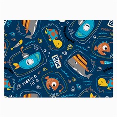 Seamless-pattern-vector-submarine-with-sea-animals-cartoon Large Glasses Cloth by uniart180623