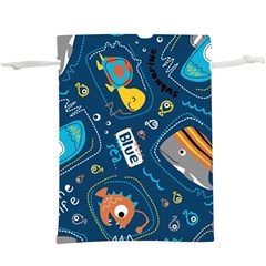 Seamless-pattern-vector-submarine-with-sea-animals-cartoon Lightweight Drawstring Pouch (xl) by uniart180623