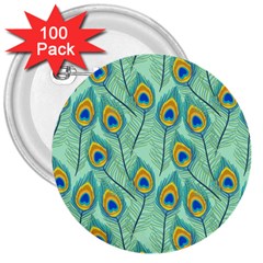 Lovely-peacock-feather-pattern-with-flat-design 3  Buttons (100 Pack)  by uniart180623