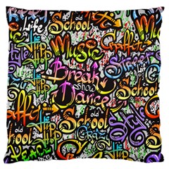 Graffiti-word-seamless-pattern Large Premium Plush Fleece Cushion Case (one Side) by uniart180623