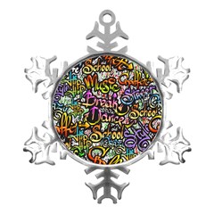 Graffiti-word-seamless-pattern Metal Small Snowflake Ornament by uniart180623