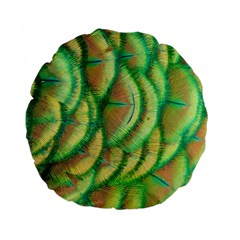 Beautiful-peacock Standard 15  Premium Flano Round Cushions