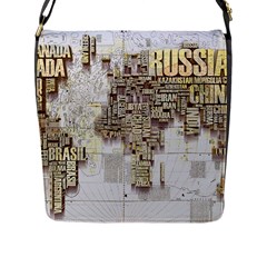 3d Typography World Map Flap Closure Messenger Bag (l) by uniart180623