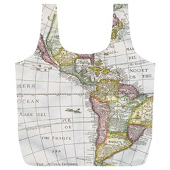 Vintage Map Of The Americas Full Print Recycle Bag (xl) by uniart180623