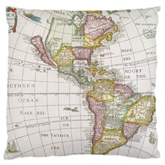 Vintage Map Of The Americas Large Premium Plush Fleece Cushion Case (two Sides) by uniart180623